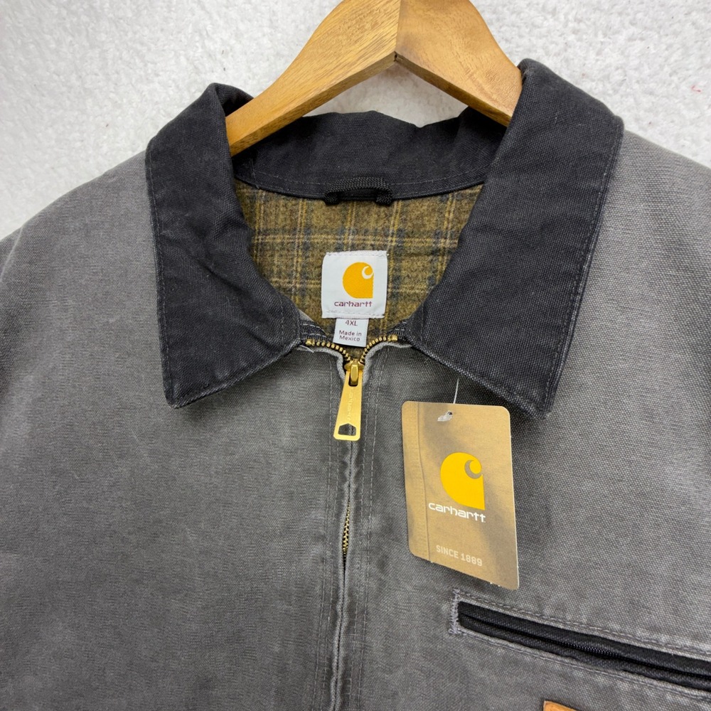 Carhartt Detroit Jacket Blanket Lined Mens 4XL J97 GVL Gravel Gray NWT NOS - Picture 5 of 12
